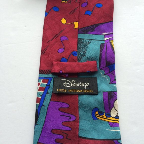 Disney Leeds International Mens Tie Mickey Minnie Mouse Music Theme 100 % Silk - Picture 6 of 8